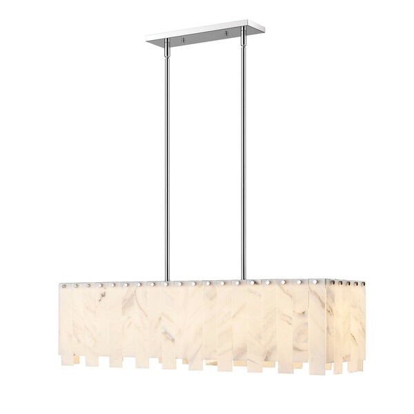 Z-Lite Viviana Linear Chandelier, 5-Light, 11.5 In.W x 40.75 In.L x 11.5 In.H, Polished Nickel/Alabaster 345-40L-PN - main